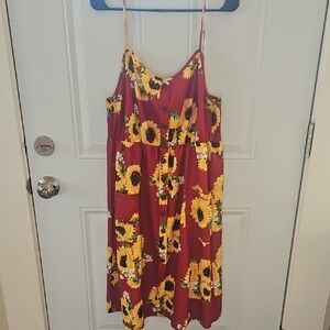 Sunflower Print Midi Dress